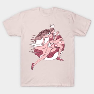 Pink and White No 1 Track and Field Runner T-Shirt